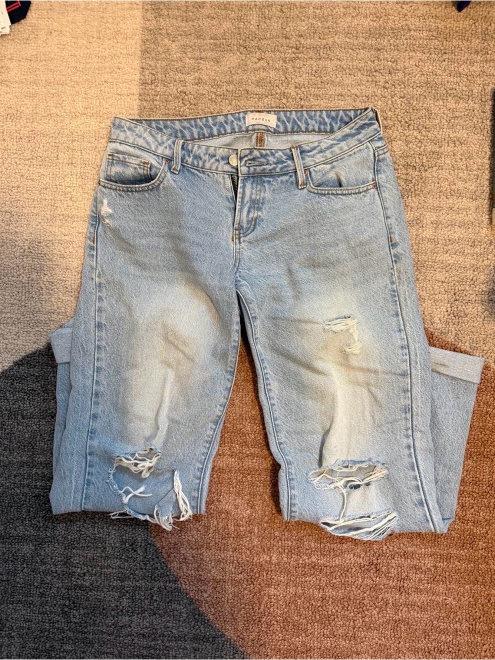 PacSun Light Blue Distressed Wide Leg Jeans